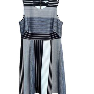 NWT Calvin Klein Black White Stripe Scuba Stretch Dress Size 20W